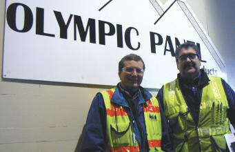 Plywood operations manager Ken Pratt (left) alongside QA-CPM technical manager Bob Griffith