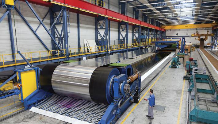 A stainless steel belt being made in the Great Bear production hall at Berndorf