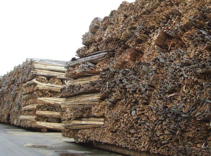 Sawmill residues are a common source of raw material
