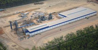 A view of the 120,000m3/year Floraplac MDF plant under construction in Paragominas, Par state in northern Brazil